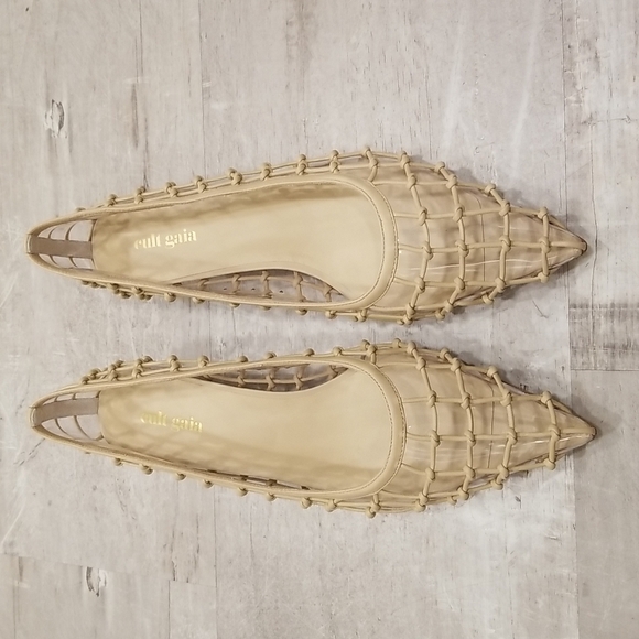 💕CULT GAIA💕 Kenny Pump Mule ~ Pointed Toe Basket Weave Leather Sand EU 41 NWT - Picture 8 of 16